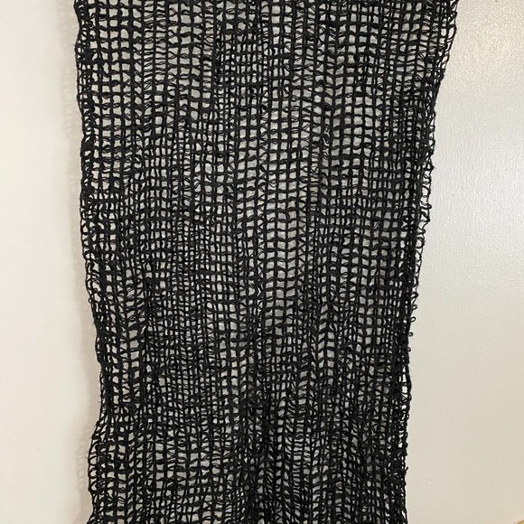 Vintage Open Weave Black Accent Scarf/Shawl - Picture 6 of 15
